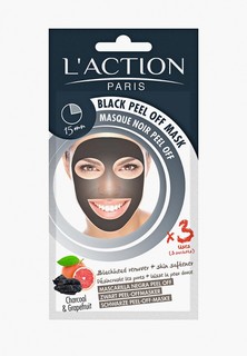 Маска для лица LAction Laction очищающая, на основе угля Black Peel off mask, 3 х 6 г