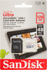 Карта памяти microSDXC UHS-I SANDISK Ultra 128 ГБ, 48 МБ/с, 320X, Class 10, SDSQUNB-128G-GN6TA, 1 шт., переходник SD