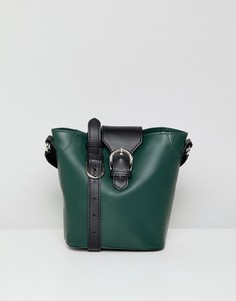 Кожаная сумка с пряжкой ASOS DESIGN - Зеленый