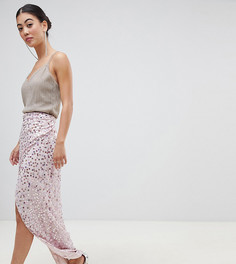 Декорированная юбка макси с запахом ASOS DESIGN Petite - Розовый