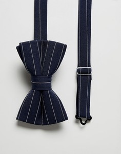 Темно-синий галстук-бабочка в полоску ASOS DESIGN - Темно-синий