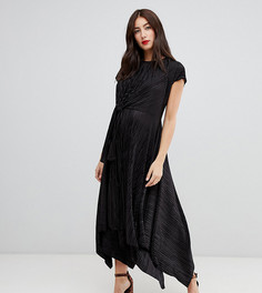 Плиссированное платье миди с узлом спереди ASOS DESIGN Maternity - Черный