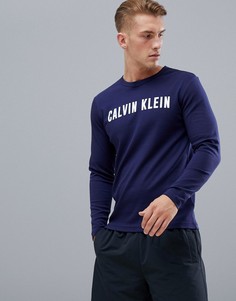 Свитшот с круглым вырезом и логотипом Calvin Klein Performance - Темно-синий