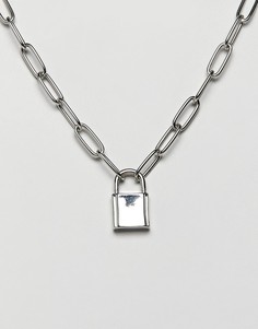 Серебристое ожерелье с цепочкой и подвеской-замком ASOS DESIGN - Серебряный