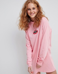Платье с высоким воротом и надписью read my lips Lazy Oaf - Розовый
