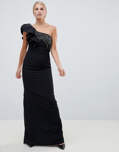 Декорированное платье макси на одно плечо Forever Unique - Черный