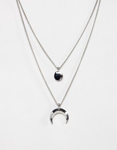 Серебристое ярусное ожерелье с подвесками Burton Menswear - Серебряный