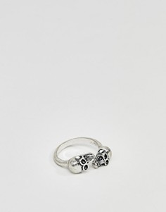 Серебристое кольцо с черепами Burton Menswear - Серебряный