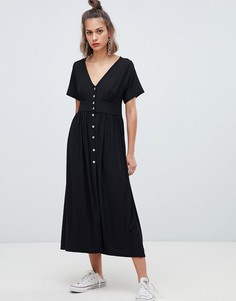Платье миди на пуговицах Pull&bear - Черный Pull&;Bear