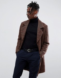 Шерстяное пальто в коричневую клетку Antony Morato - Коричневый