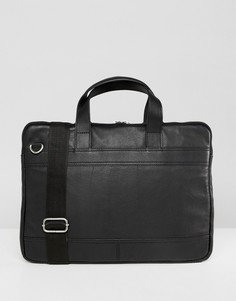Черная узкая кожаная сумка для ноутбука ASOS DESIGN - Черный