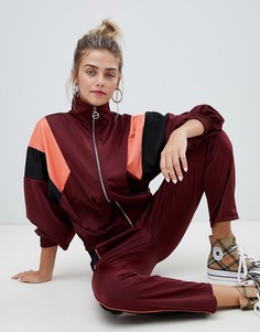 Бомбер в стиле колор блок Bershka - Красный