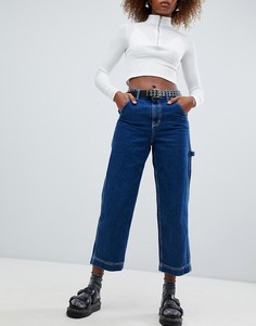 Джинсы с контрастными строчками Bershka - Синий