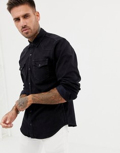 Черная джинсовая рубашка в стиле вестерн Pull&Bear - Черный Pull&;Bear