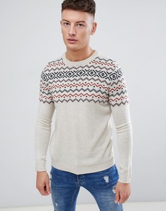 Светло-бежевый джемпер с традиционным узором Фэйр-Айл Pull&Bear - Белый Pull&;Bear
