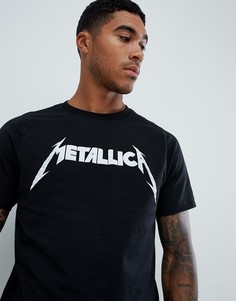 Черная футболка с логотипом Metallica Pull&Bear - Черный Pull&;Bear