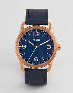 Темно-синие мужские часы с кожаным ремешком Fossil BQ2306 - Темно-синий
