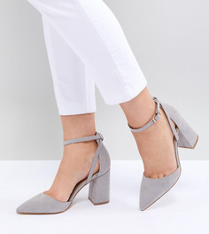 Светло-серые туфли для широкой стопы на блочном каблуке RAID Katy - Серый