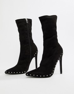 Черные ботильоны на каблуке с заклепками Public Desire Hustle - Черный