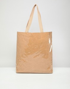 Коричневая сумка-тоут из бумаги с пластиковым покрытием ASOS DESIGN - Коричневый