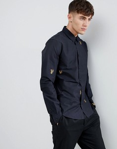 Приталенная рубашка с вышивкой Versace Jeans - Черный