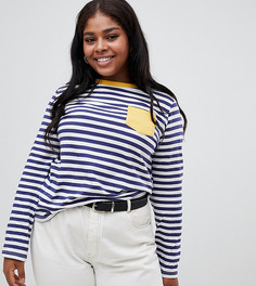 Лонгслив в полоску с контрастным карманом ASOS DESIGN Curve - Мульти