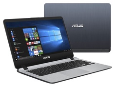 Ноутбук ASUS X407UB-EB057T Stary Grey 90NB0HQ1-M01910 (Intel Core i5-7200U 2.5 GHz/8192Mb/256Gb SSD/nVidia GeForce MX110 2048Mb/Wi-Fi/Bluetooth/Cam/14.0/1920x1080/Windows 10)
