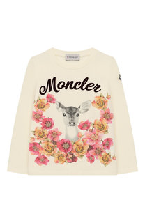 Хлопковый лонгслив с принтом Moncler Enfant