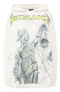 Хлопковый пуловер с капюшоном и принтом R13