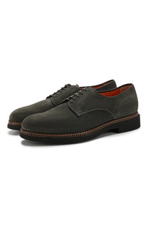 Замшевые дерби на шнуровке Santoni
