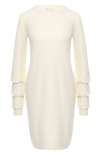 Платье из смеси шерсти и вискозы с бахромой MICHAEL Michael Kors