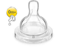 Соска Philips AVENT Classic+ силиконовая медленный поток 0+ (2 шт.), 1шт.