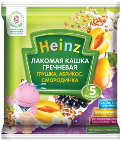 Каша Heinz Heinz Лакомая молочная гречневая грушка, абрикос, смородинка (с 5 месяцев) 30 г, 1шт.