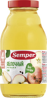 Сок Semper яблочный с 4 мес. 200 мл, 1шт.