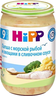 Пюре HiPP HiPP Лапша с морской рыбой и овощами в сливочном соусе (с 9 месяцев) 220 г, 1шт.