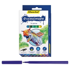 Фломастеры Silwerhof «Динозавры» 18 цветов, 1шт.