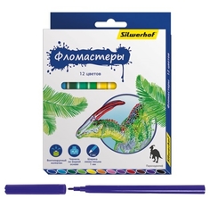 Фломастеры Silwerhof «Динозавры» 12 цветов, 1шт.