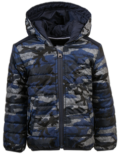 куртка для мальчика двухсторонняя Barkito синий с рисунком милитари, серый, 1шт.
