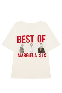 Белая футболка с контрастным принтом Mm6 Maison Margiela
