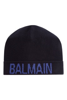 Черная шапка с логотипом Balmain