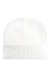 Белая шапка с логотипом Balmain