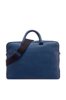 Синий кожаный портфель Bottega Veneta