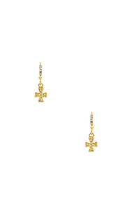 Серьги hammered pave cross hooks - Luv AJ