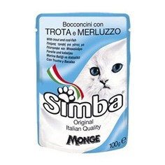 Паучи Simba Petfood Cat Chunkies with Trout and Cod с форелью и треской паштет для кошек 100г