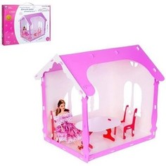 Домик для кукол R&C Летний дом Вероника бело-розовый (с мебелью)