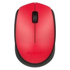 Мышь LOGITECH M171 оптическая беспроводная USB, красный и черный [910-004641]