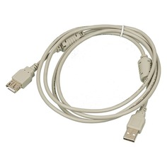 Кабель-удлинитель USB2.0 USB2.0-AM-AF-1.8M-MG, USB A(m) - USB A(f), ферритовый фильтр , 1.8м, серый Noname