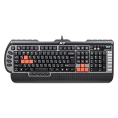 Клавиатура A4 X7-G800MU, PS/2+USB, c подставкой для запястий, черный серый