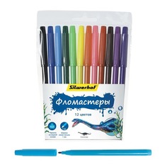 Фломастеры Silwerhof 877065-12 Динозавры 7.8мм 141мм Невентилируемый 12цв. пакет с европодвесом