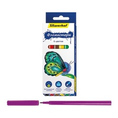 Фломастеры Silwerhof 867200-06 Бабочки 8мм 129мм пулевидный пиш. наконечник 6цв. коробка с европодве